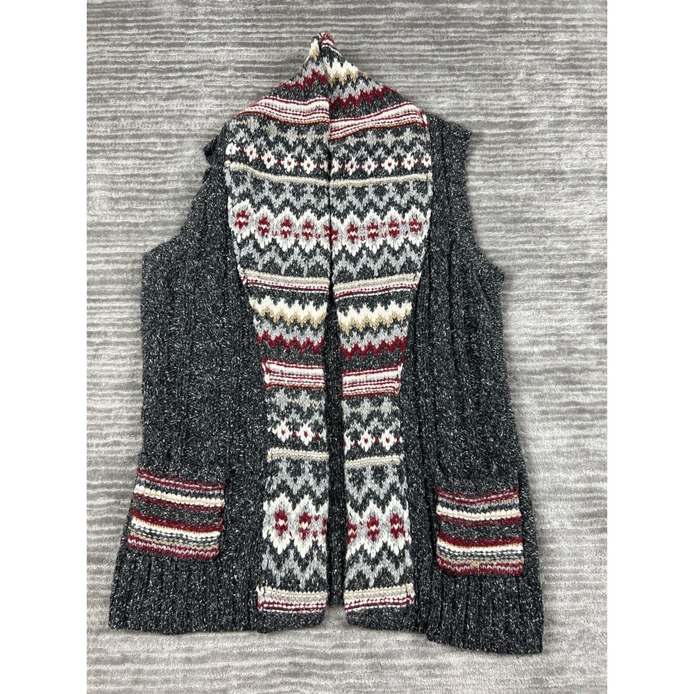 Dressbarn Sweater Womens Petite Medium Multicolor Open Front Cardigan Sleeveless